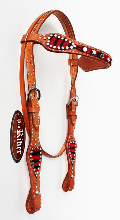 Horse Show Bridle Western Leather Rodeo Headstall Red 8804HB