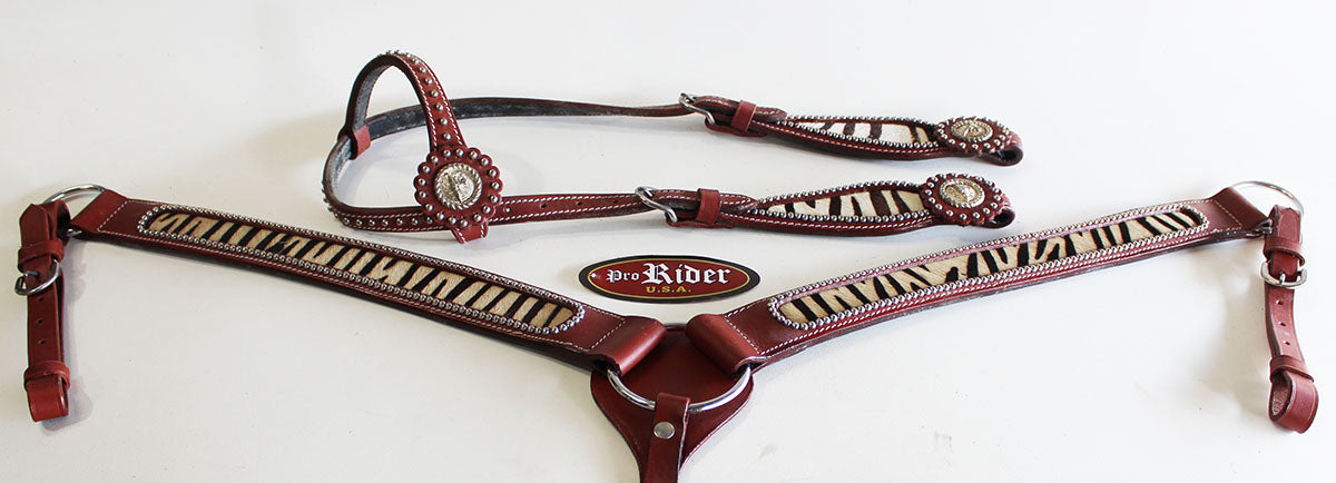 Horse Show Bridle Western Leather Rodeo Headstall Breast Collar 8826A