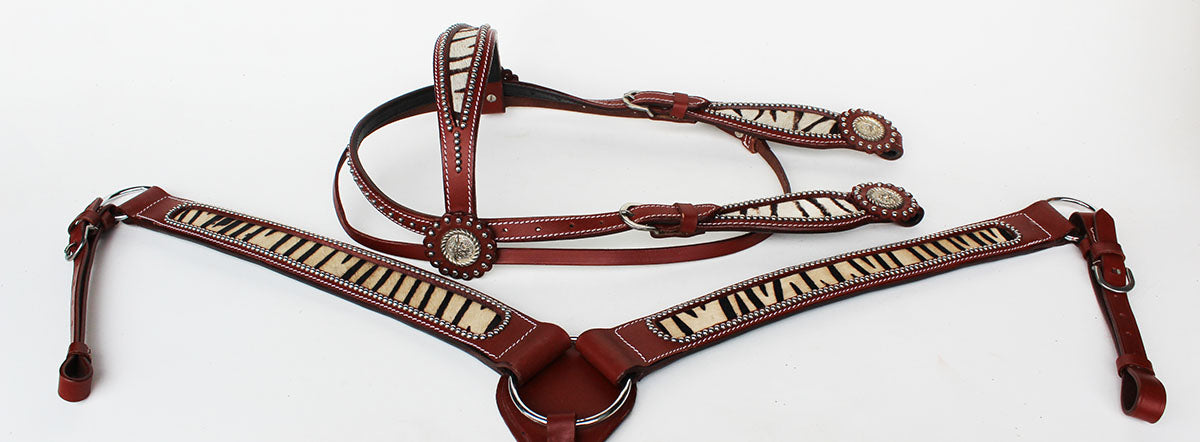 Horse Tack Bridle Western Leather Headstall Breast Collar 8829B