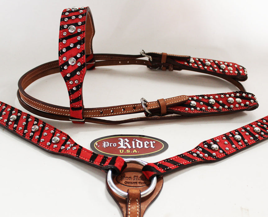 Horse Show Bridle Western Leather Rodeo Headstall Red 8837B