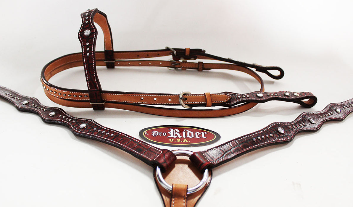 Horse Tack Bridle Western Leather Headstall Breast Collar 8839B