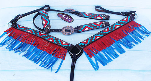 Horse Show Bridle Western Leather Rodeo Headstall Breast Collar Tack 8849A