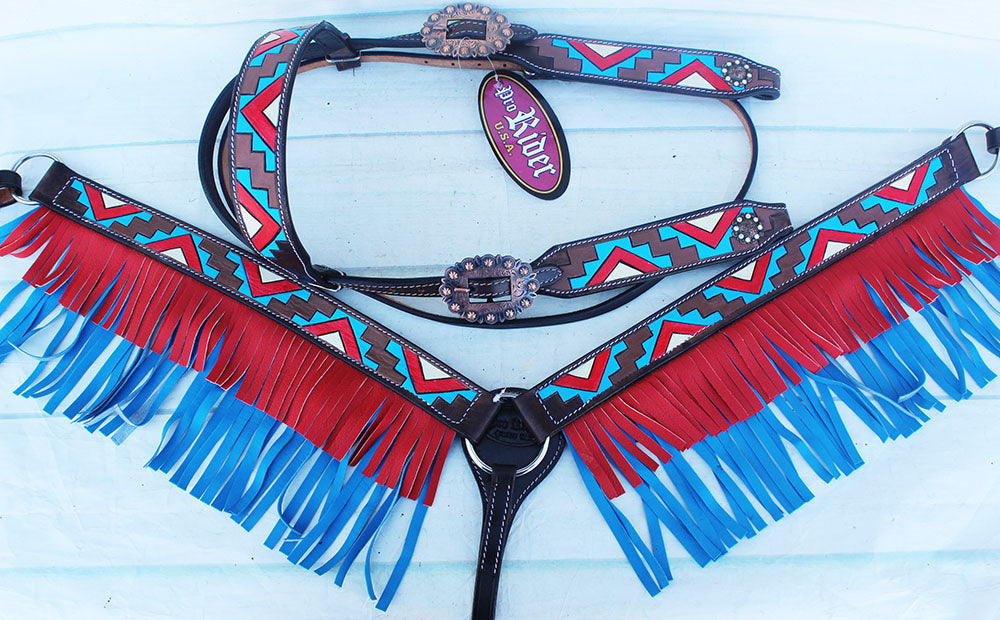 Horse Show Bridle Western Leather Rodeo Headstall Breast Collar Tack 8849B