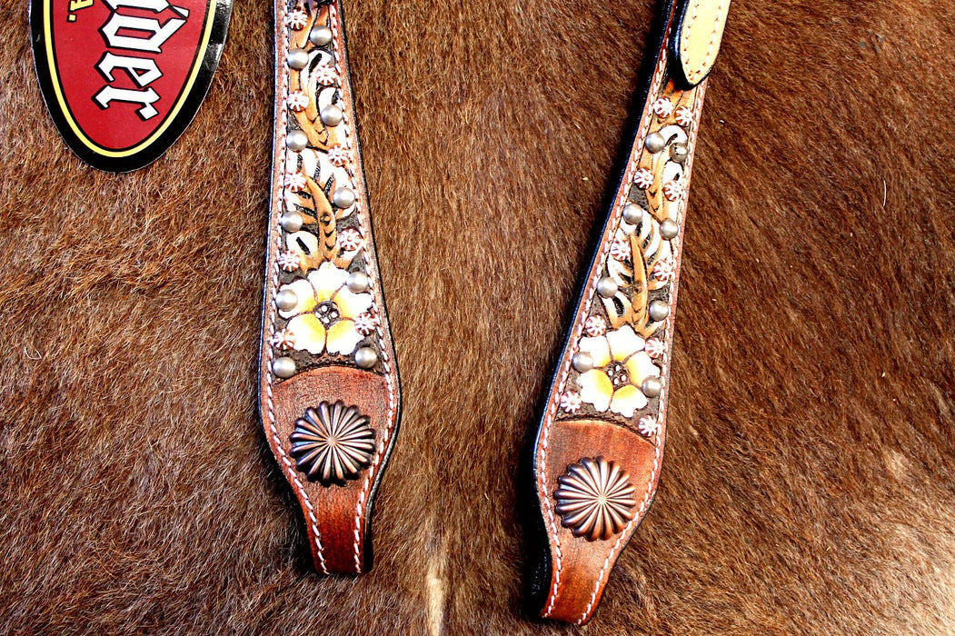 Horse Western Floral Painted Inlay One Ear Headstall 8919AH