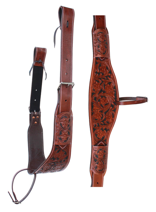 Horse Floral Tooled  Leather Rear Flank Saddle Cinch Billets 97102