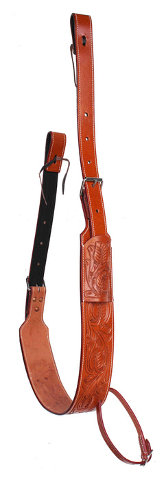 Horse Handcrafted 3" Wide Floral Tooled Oiled Tan Leather Rear Flank Saddle Cinch Girth with Billets 97121TN