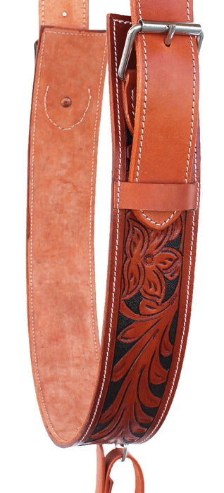 Challenger Western Floral Tooled Leather Rear Flank Back Cinch w/ Billets 9776