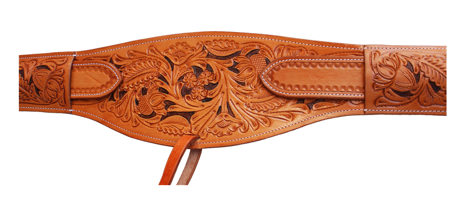 Horse Western Floral Tooled Leather Rear Flank Saddle Cinch Billets 97RS01LT