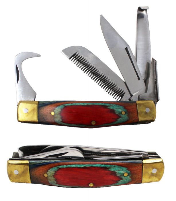 Lot of 2 Farrier Hoof Grooming Multi Function Folding Knife Pick Comb Tool 98465