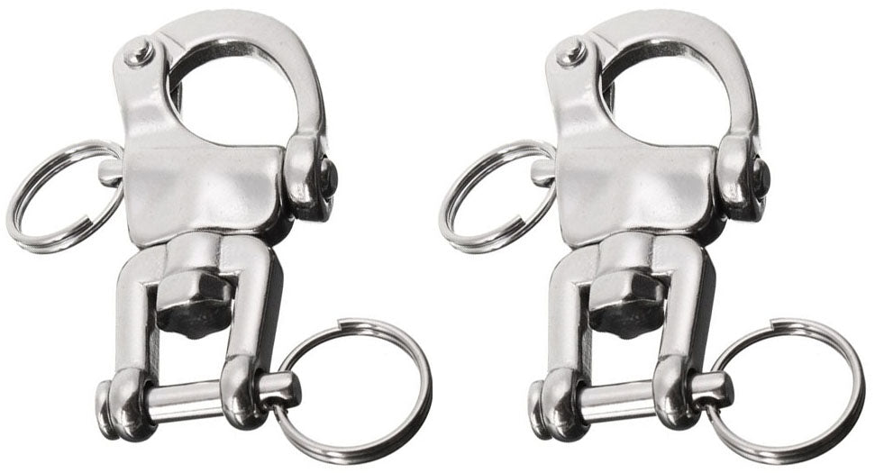 Lot of 2 90MM (3.5") Stainless Steel Multi-Purpose Quick Release Marine Bail Jaw Swivel Snap 98496A