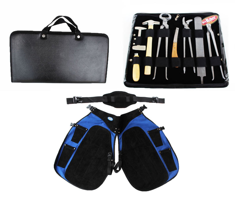 Challenger 8 Piece Horse Farrier Hoof Grooming Tool Kit Carry Bag Apron 984K02