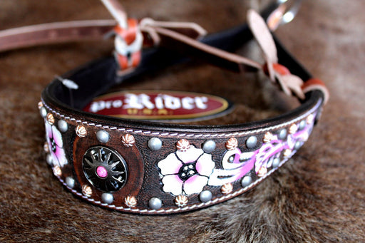 Horse Bridle Western Barrel Racing Tack Rodeo NOSEBAND Pink 99200