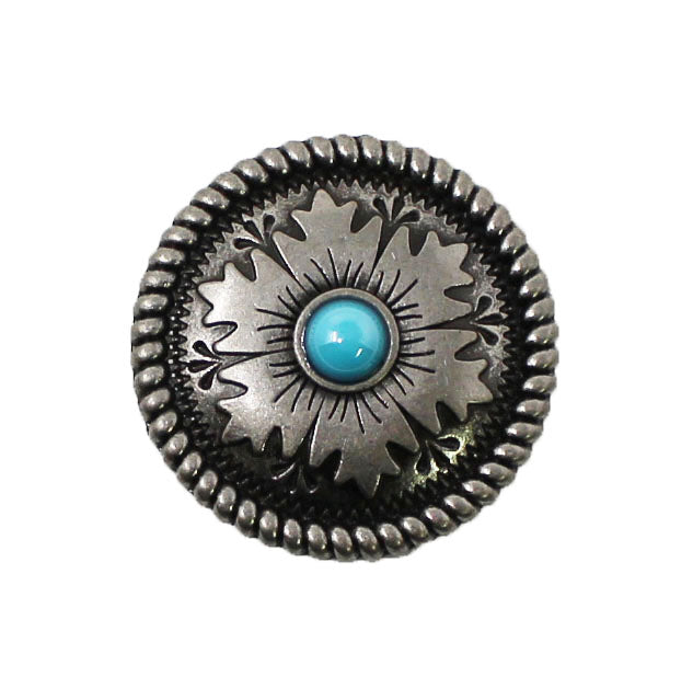 Set of 4 Screw Back 1-1/4" Western Tack Engraved Turquoise Stone Conchos CO238