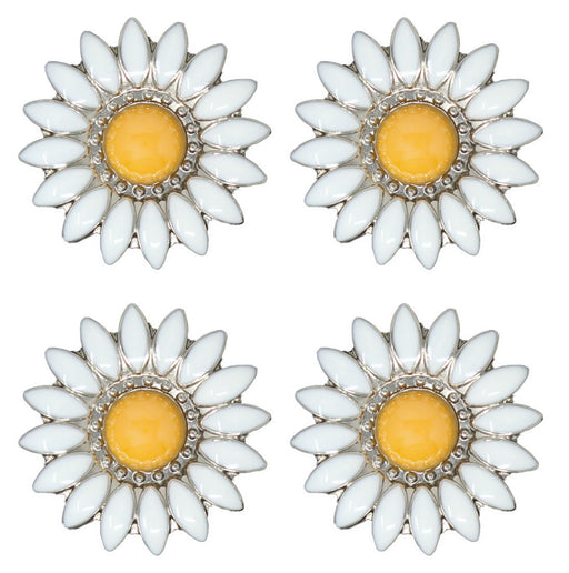 1-1/4" Set of 4 Yellow Flower Western Tack Belt Bag Jewelry Decorative Conchos CO367