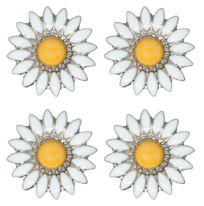 1-1/4" Set of 4 Yellow Flower Western Tack Belt Bag Jewelry Decorative Conchos CO367