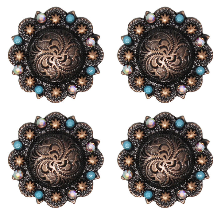 Concho 4 Conchos Rhinestone Horse Saddle Western Bridle Berry Turquois —  Challenger