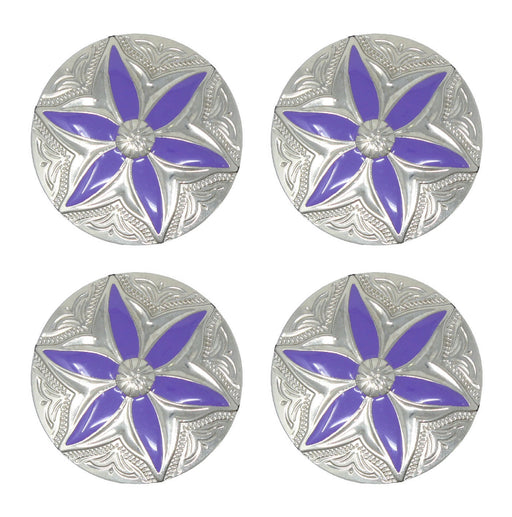 1-1/2" Set of 4 Purple Flower Decorative Conchos Tack Belt Bag Jewelry CO10