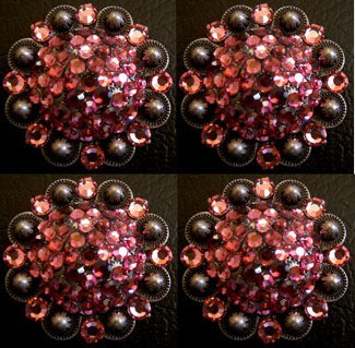 4 Conchos Rhinestone CRYSTALS Bling Horse Saddle Western  Berry Pink CO114