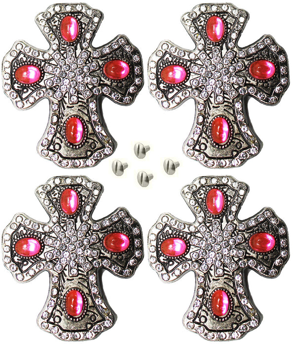 4 Conchos Rhinestone Horse Saddle Western  Cross CO184