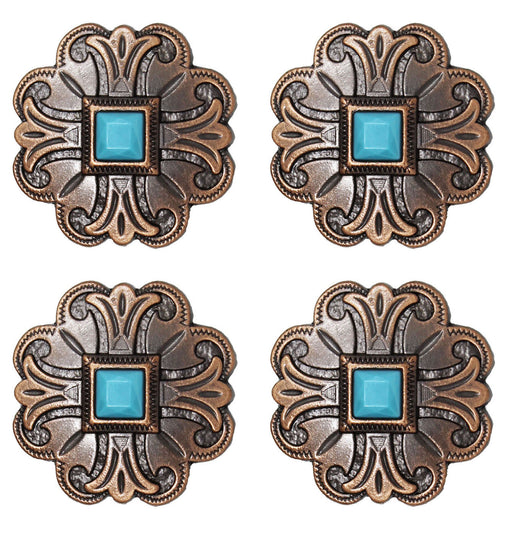 1-1/2" Set of 4 Copper Cross Tack Belt Bag Jewelry Decorative Conchos CO210B