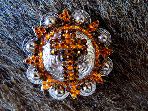 4 Conchos Rhinestone Horse Saddle BRIDLE Western Berry CROSS ORANGE SCREW CO431