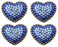 Lot of 4 Heart Love Conchos Concho Rhinestone Horse Saddle Western Blue CO44
