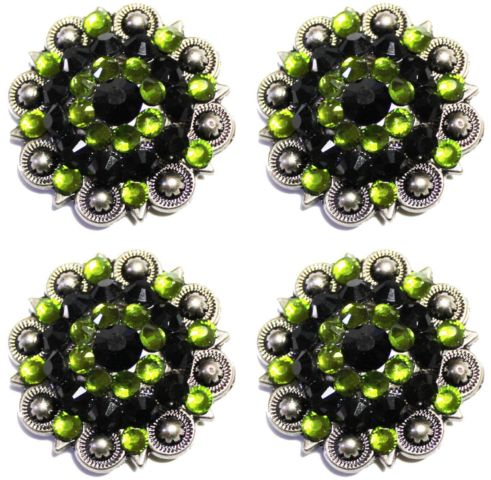 4 Conchos Rhinestone Horse Saddle Bridle Western Green Black Tack Berry CO519