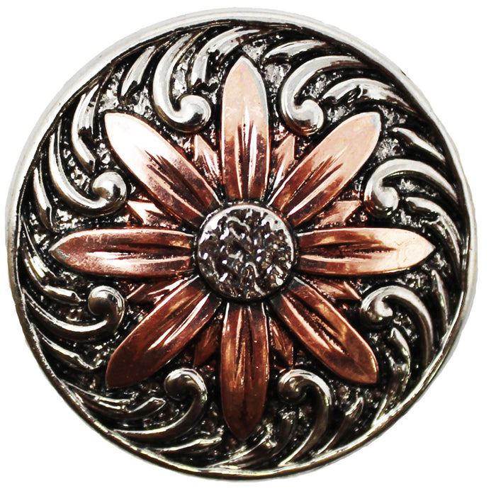 Set of 4 Conchos Western Saddle Tack 1-1/4" Engraved Copper Floral Co564