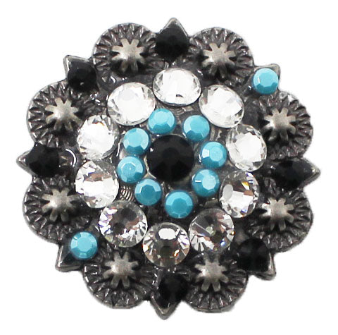 4 Conchos Rhinestone Horse Saddle Western  Berry Turquoise 1.25" CO91